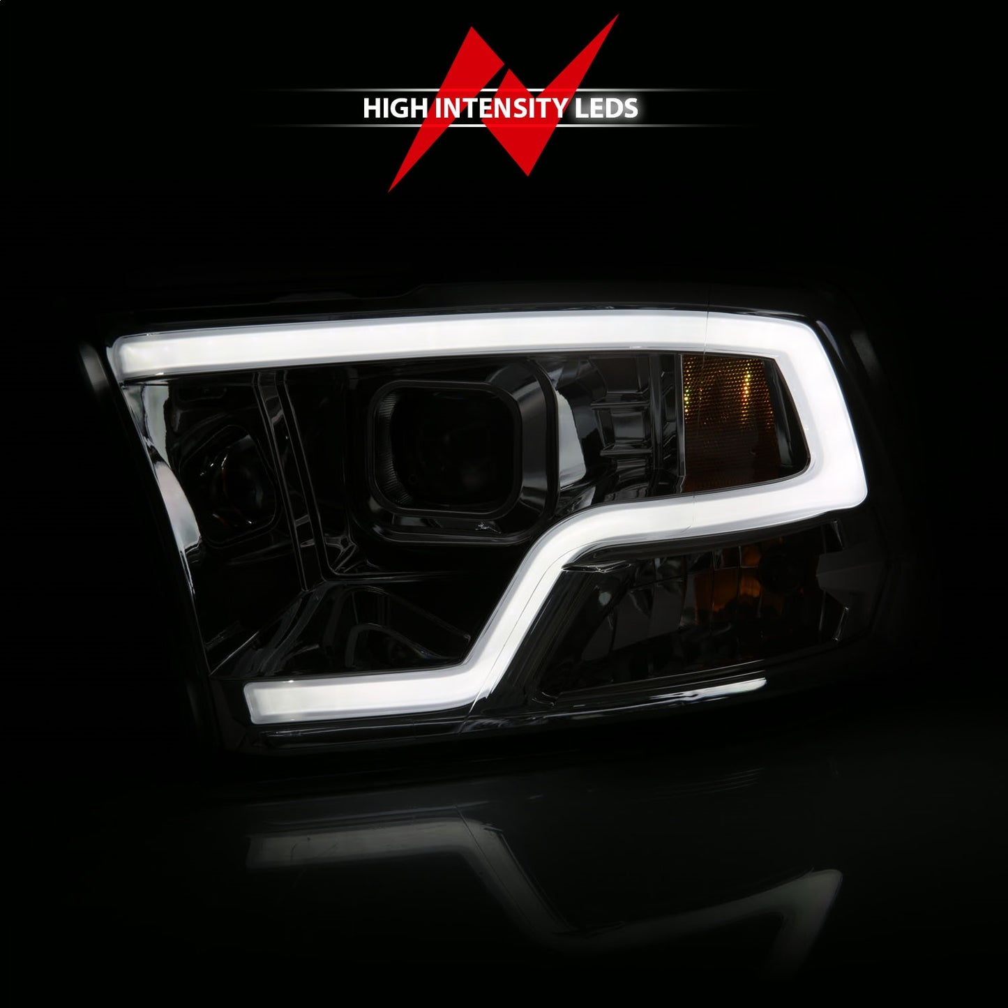 Anzo USA | Projector Headlight Set w/Plank Style Design Chrome | Fits Ram 1500 | 111405