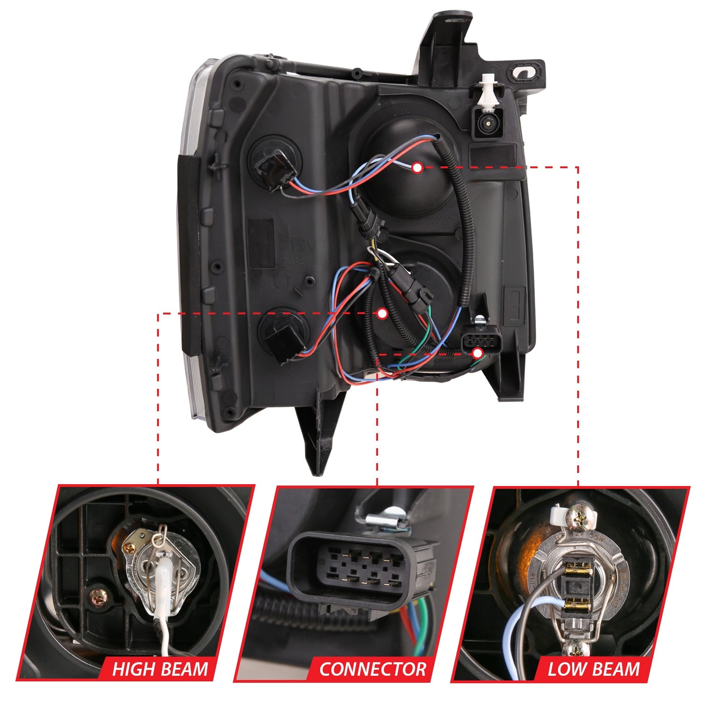 Anzo USA | Projector Headlight Set w/Plank Style Switchback Black w/Amber Pair | Fits Silverado 1500 | 111410