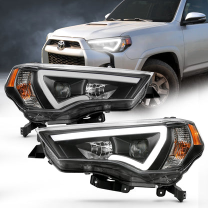 Anzo USA | Projector Headlight Set w/Plank Style Switchback Black w/Amber Pair | Fits 4Runner | 111416
