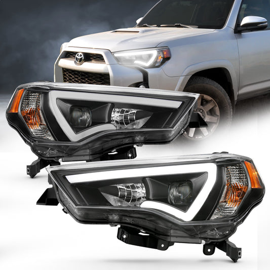 Anzo USA | Projector Headlight Set w/Plank Style Switchback Black w/Amber Pair | Fits 4Runner | 111416