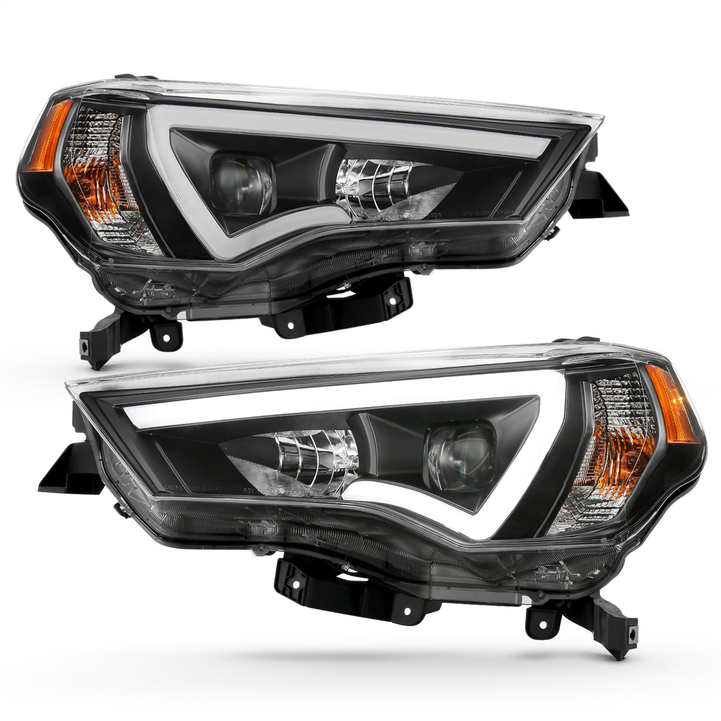 Anzo USA | Projector Headlight Set w/Plank Style Switchback Black w/Amber Pair | Fits 4Runner | 111416