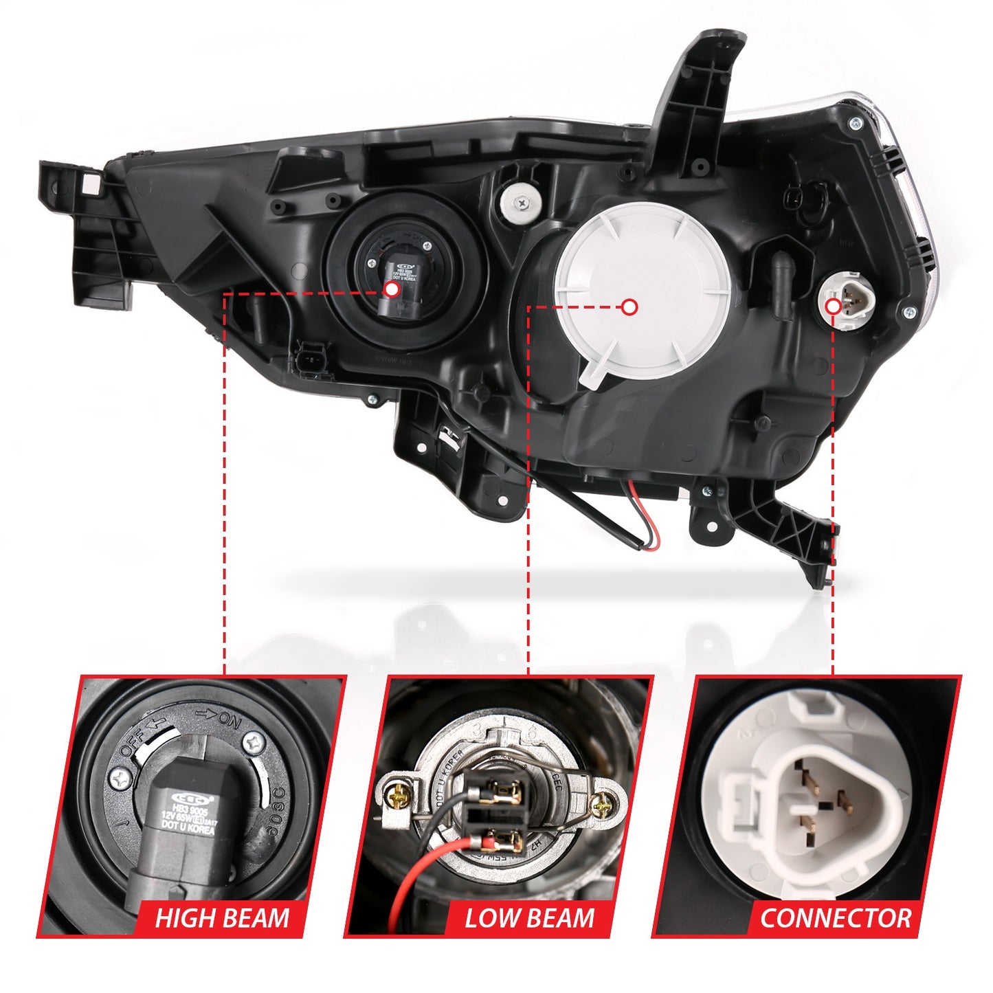Anzo USA | Projector Headlight Set w/Plank Style Switchback Black w/Amber Pair | Fits 4Runner | 111416