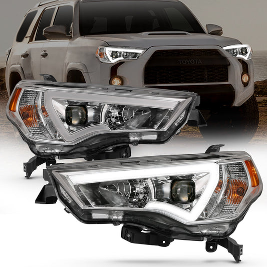 Anzo USA | Projector Headlight Set w/Plank Style Switchback Chrome w/Amber Pair | Fits 4Runner | 111417