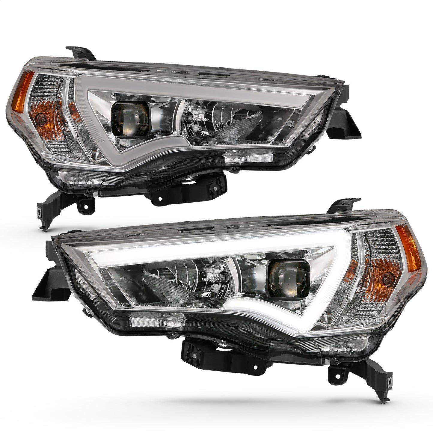 Anzo USA | Projector Headlight Set w/Plank Style Switchback Chrome w/Amber Pair | Fits 4Runner | 111417