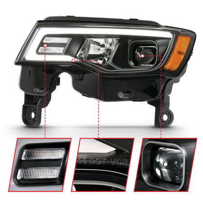 Anzo USA | Projector Headlight Set w/Plank Style Switchback Black w/Amber Pair | Fits Grand Cherokee | 111418