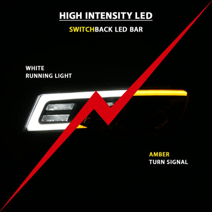 Anzo USA | Projector Headlight Set w/Plank Style Switchback Black w/Amber Pair | Fits Grand Cherokee | 111418