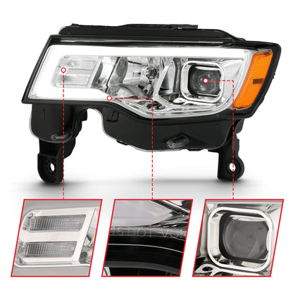 Anzo USA | Projector Headlight Set w/Plank Style Switchback Chrome w/Amber Pair | Fits Grand Cherokee | 111419