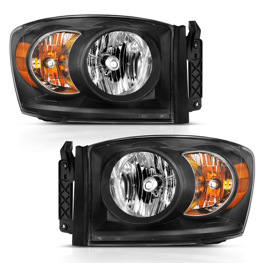 Anzo USA | Crystal Headlight Set Clear Lens Black w/Amber Housing Pair | Fits Ram 1500 | 111427