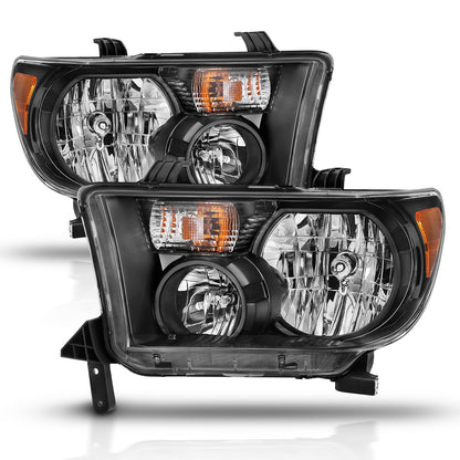 Anzo USA | Crystal Headlight Set Clear Lens Black w/Amber Housing Pair | Fits Tundra | 111436