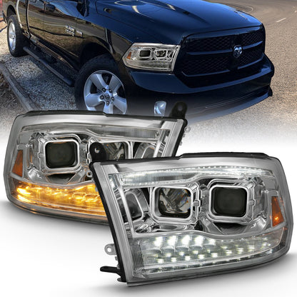 Anzo USA | Projector Headlight Set w/Switchback Chrome w/Amber Pair | Fits Ram 1500 | 111442