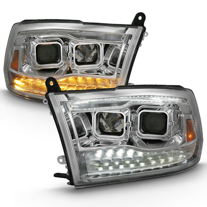 Anzo USA | Projector Headlight Set w/Switchback Chrome w/Amber Pair | Fits Ram 1500 | 111442