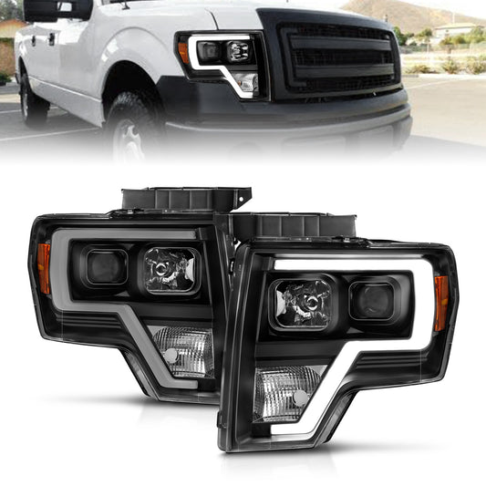 Anzo USA | Projector Headlight Set Light Bar H.L. Black Amber Pair | Fits F-150 | 111443