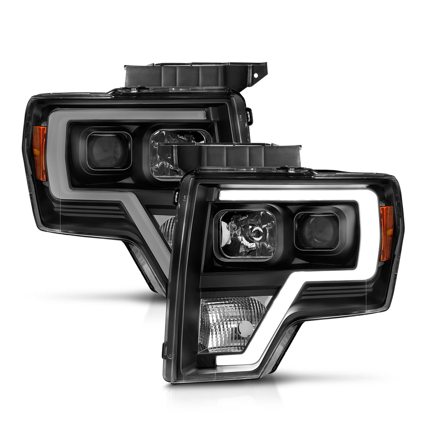 Anzo USA | Projector Headlight Set Light Bar H.L. Black Amber Pair | Fits F-150 | 111443