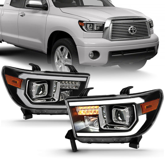 Anzo USA | Projector Headlight Set Light Bar H.L w/Black Amber Lens w/Halogen Bulb | Fits Tundra | 111447