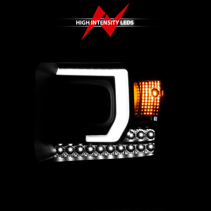 Anzo USA | Projector Headlight Set Plank Style Headlight Black w/DRL Pair | Fits Sierra 1500 | 111450