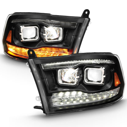 Anzo USA | LED Projector Headlight w/Plank Style Switchback Black w/Amber Pair | Fits Ram 1500 | 111464