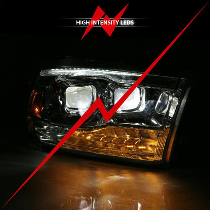 Anzo USA | LED Projector Headlight w/Plank Style Switchback Chrome w/Amber Pair | Fits Ram 1500 | 111465