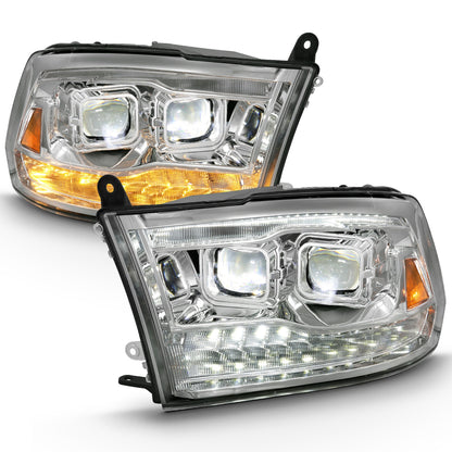 Anzo USA | LED Projector Headlight w/Plank Style Switchback Chrome w/Amber Pair | Fits Ram 1500 | 111465