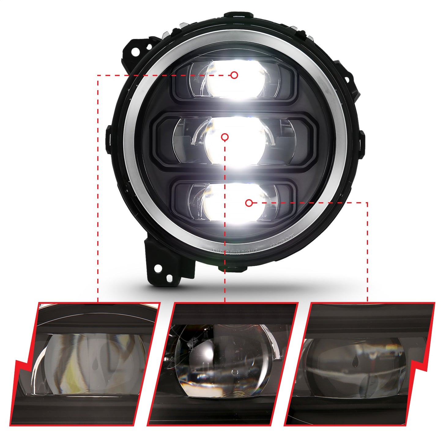 Anzo USA | LED Projector Headlight w/Plank Style Design Black Pair | Fits Wrangler | 111466