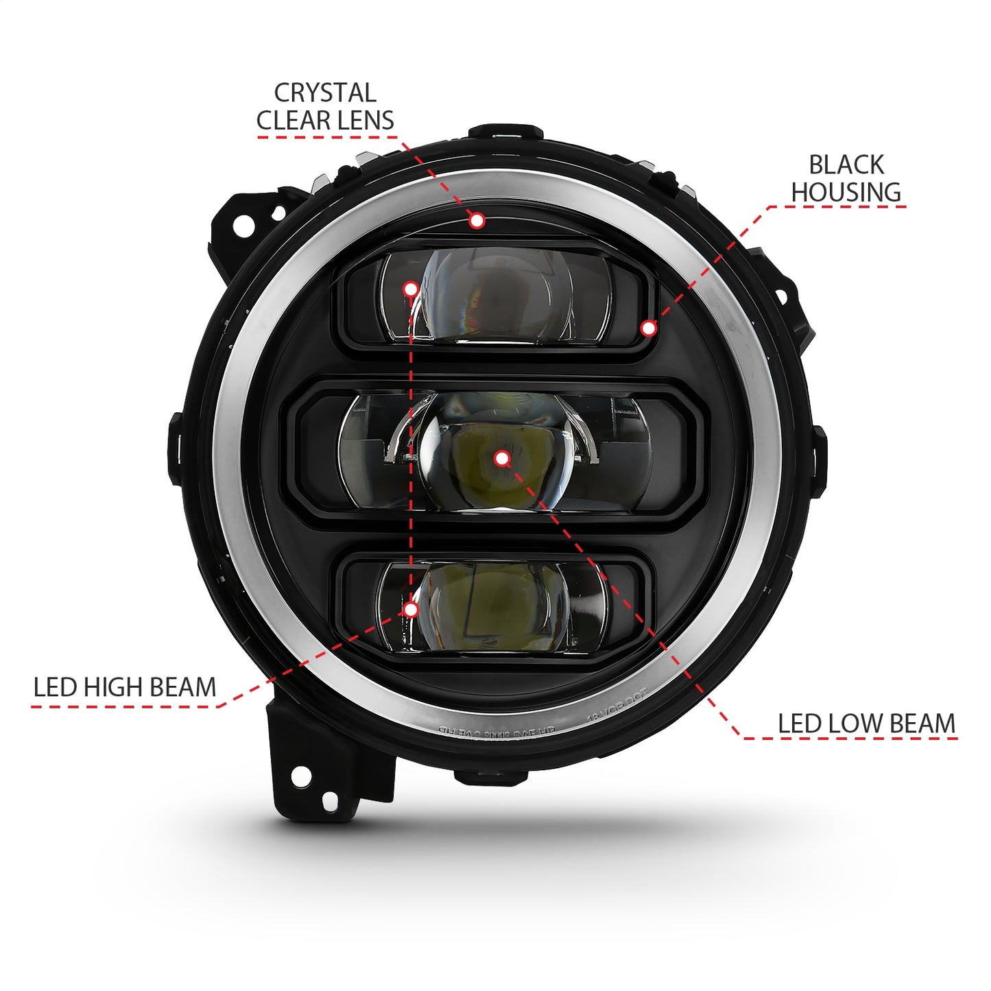 Anzo USA | LED Projector Headlight w/Plank Style Design Black Pair | Fits Wrangler | 111466