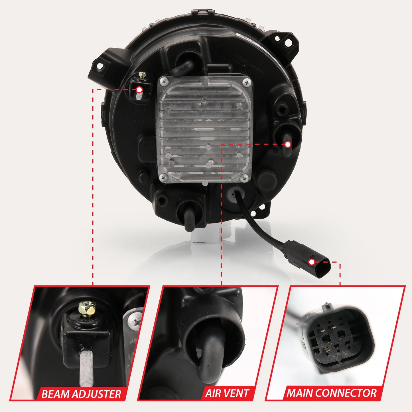 Anzo USA | LED Projector Headlight w/Plank Style Design Black Pair | Fits Wrangler | 111466