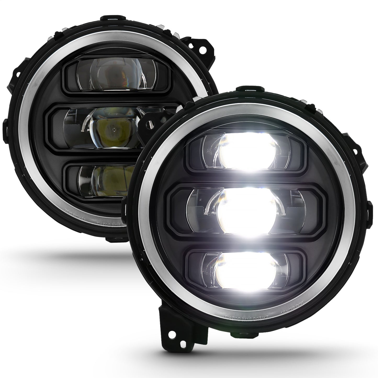 Anzo USA | LED Projector Headlight w/Plank Style Design Black Pair | Fits Wrangler | 111466