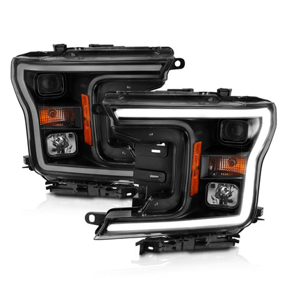 Anzo USA | Projector Headlight Set w/Halo w/Plank Style Black w/Amber Pair | Fits F-150 | 111467