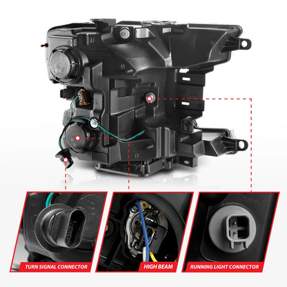 Anzo USA | Projector Headlight Set w/Halo w/Plank Style Black w/Amber Pair | Fits F-150 | 111467