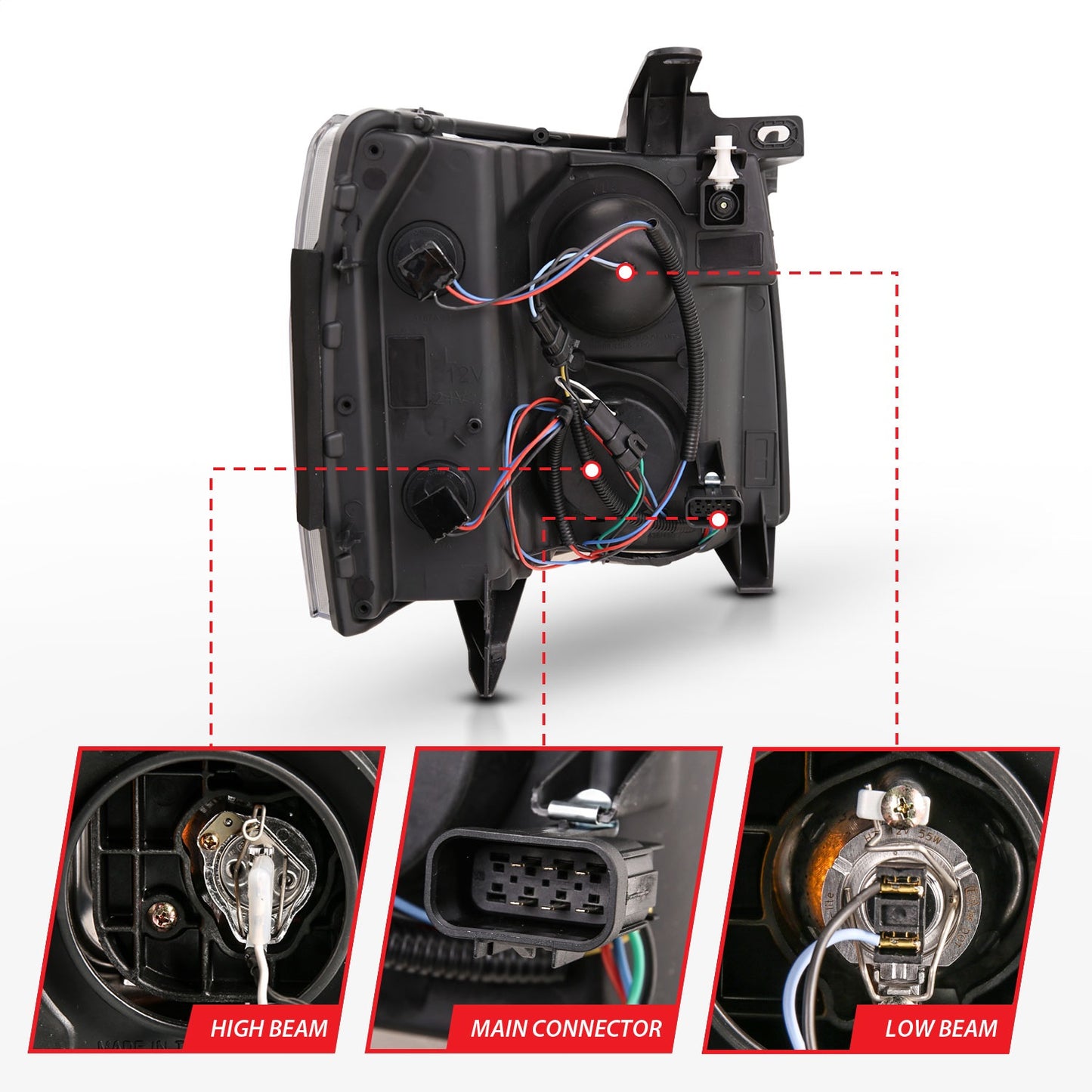 Anzo USA | Projector Headlight Set Clear Lens Black w/Amber Housing Pair w/Plank Style Design | Fits Silverado 1500 | 111480