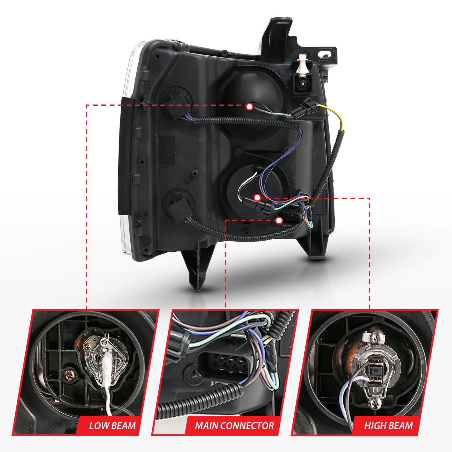 Anzo USA | Projector Headlight Set Clear Lens Chrome w/Amber Housing Pair w/Plank Style Design | Fits Silverado 1500 | 111481