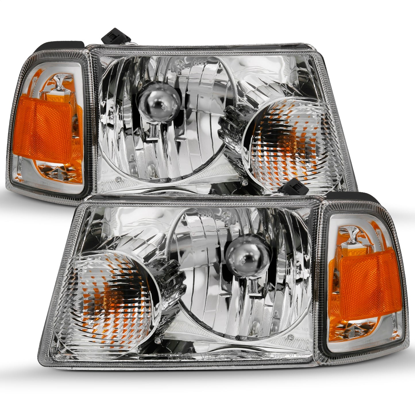 Anzo USA | Crystal Headlight Set Clear Lens Chrome Pair w/Corner Lights OE Replacement | Fits Ranger | 111484
