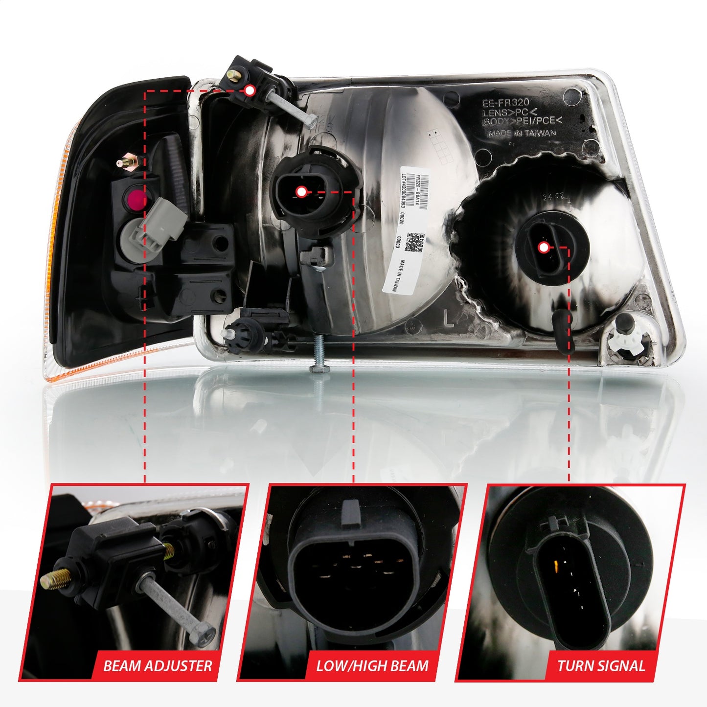 Anzo USA | Crystal Headlight Set Clear Lens Chrome Pair w/Corner Lights OE Replacement | Fits Ranger | 111484