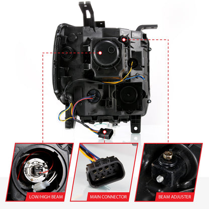 Anzo USA | Projector Headlight Set w/Plank Style Switchback Black Pair | Fits Sierra 1500 | 111487