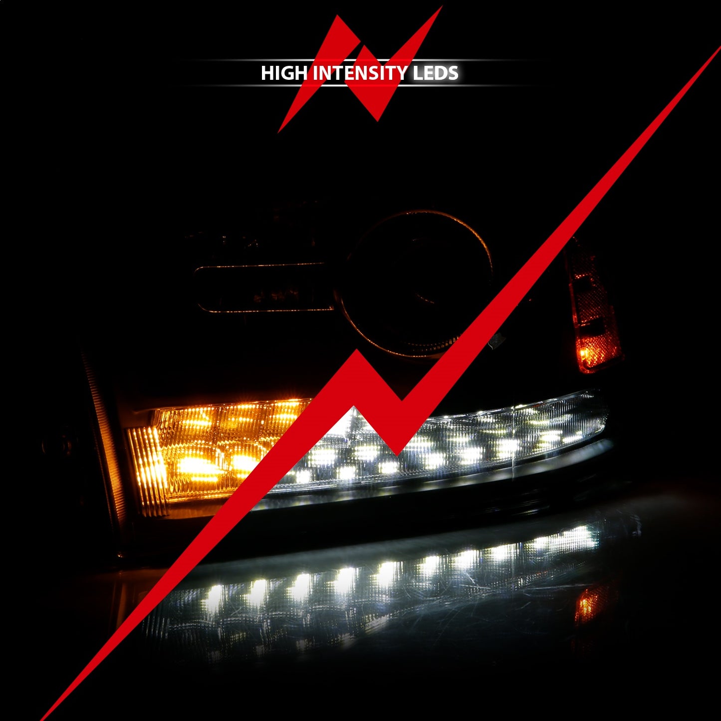 Anzo USA | Projector Headlight Set w/Halo w/Plank Style Switchback Matte Black Pair OE Style | Fits Ram 1500 | 111489