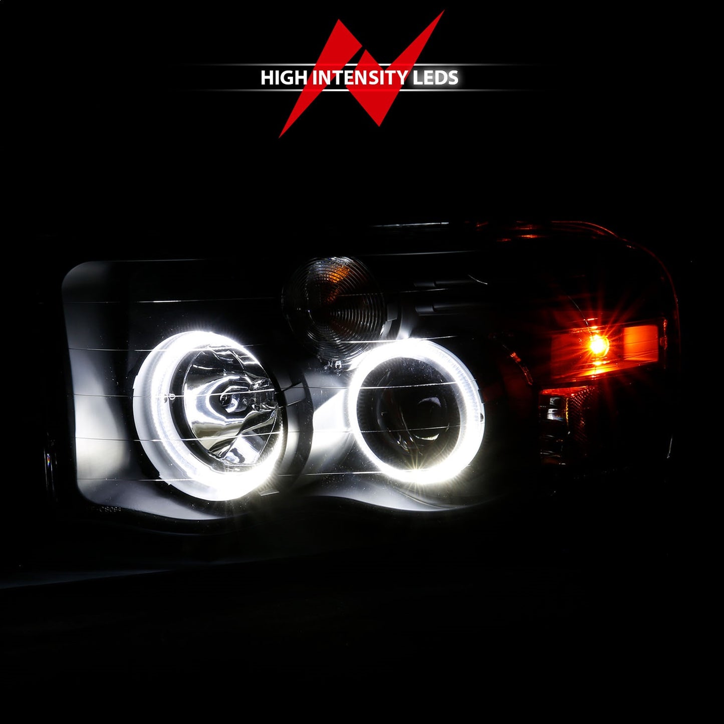 Anzo USA | Projector Headlight Set w/Halo Clear/Amber Lens Black Pair | Fits Ram 1500 | 111490