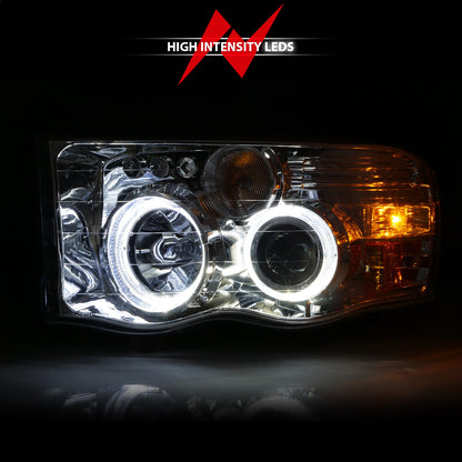 Anzo USA | Projector Headlight Set w/Halo Clear/Amber Lens Chrome Pair | Fits Ram 1500 | 111491