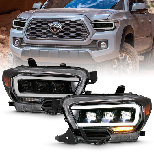 Anzo USA | LED Projector Headlight w/Plank Style Design Black w/Amber | Fits Tacoma | 111496