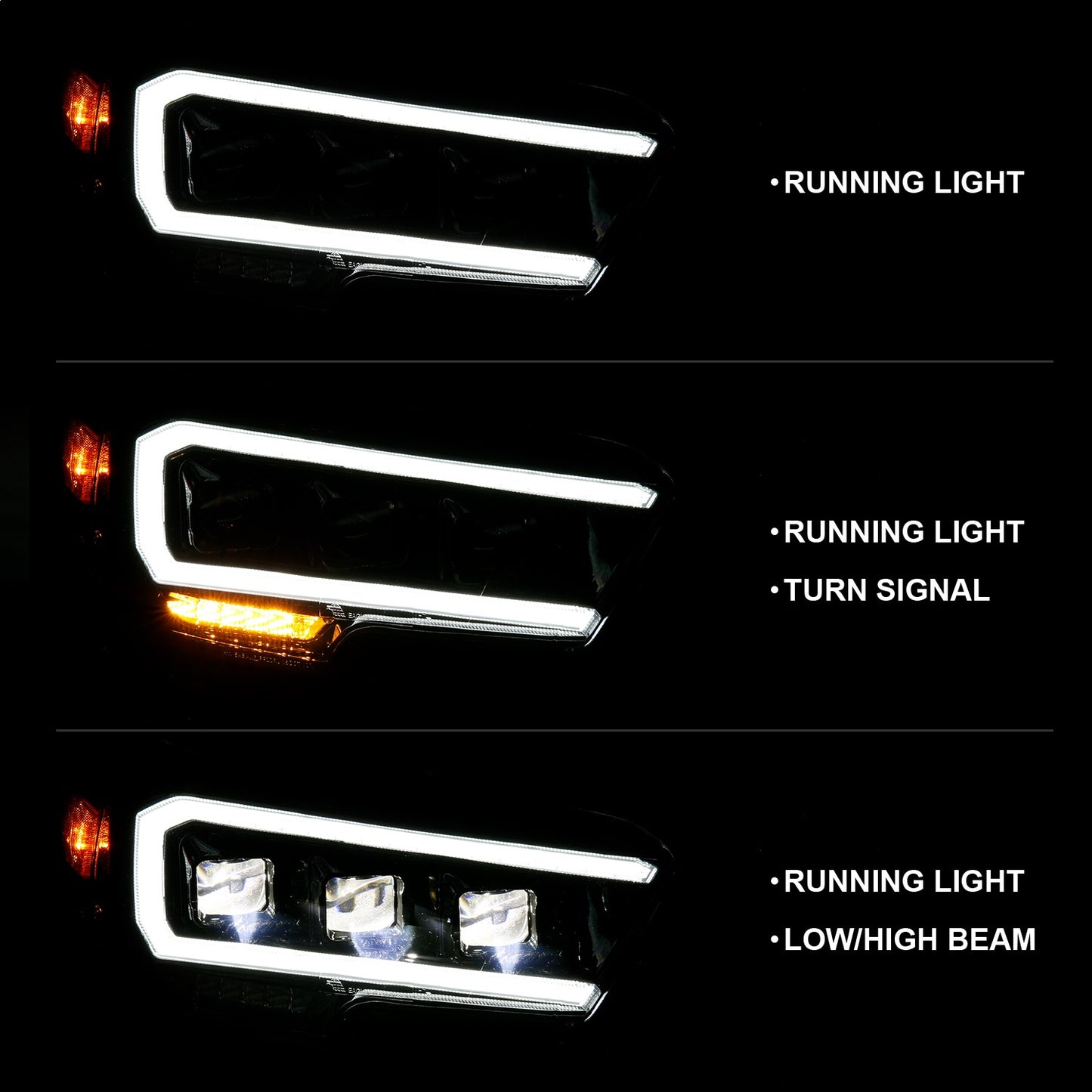 Anzo USA | LED Projector Headlight w/Plank Style Design Black w/Amber | Fits Tacoma | 111496