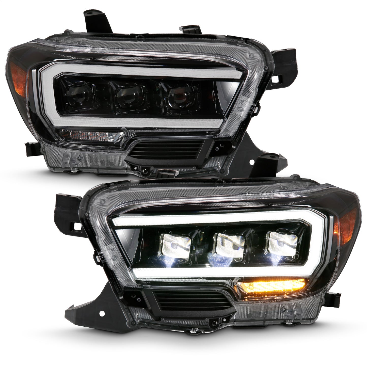 Anzo USA | LED Projector Headlight w/Plank Style Design Black w/Amber | Fits Tacoma | 111496