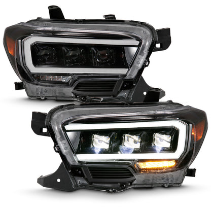 Anzo USA | LED Projector Headlight w/Plank Style Design Black w/Amber | Fits Tacoma | 111496