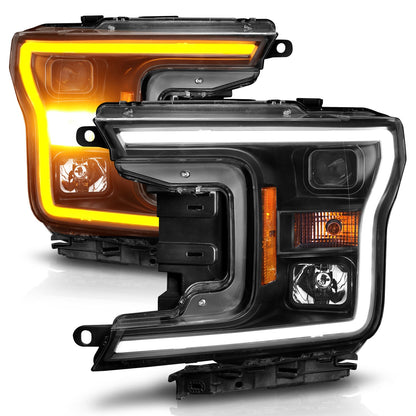 Anzo USA | Projector Headlight Set w/Plank Style Switchback Black Housing Pair | Fits F-150 | 111509