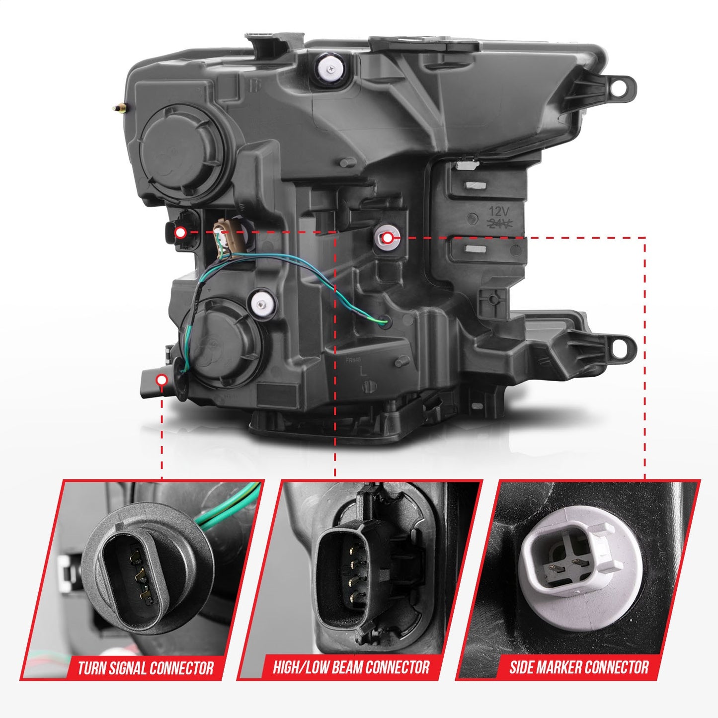 Anzo USA | Projector Headlight Set w/Plank Style Switchback Black Housing Pair | Fits F-150 | 111509