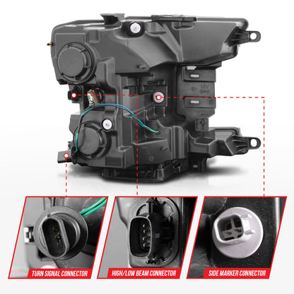 Anzo USA | Projector Headlight Set w/Plank Style Switchback Black Housing Pair | Fits F-150 | 111509