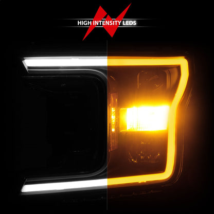 Anzo USA | Projector Headlight Set w/Plank Style Switchback Black Housing Pair | Fits F-150 | 111509