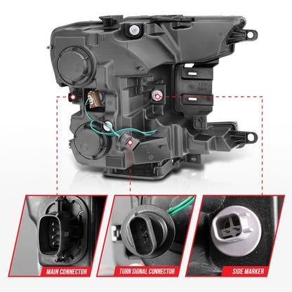 Anzo USA | Projector Headlight Set w/Plank Style Switchback Chorme Housing Pair | Fits F-150 | 111510