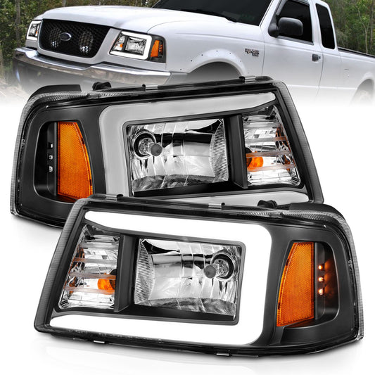 Anzo USA | Crystal Headlight Set Black Housing Pair w/Light Bar | Fits Ranger | 111511