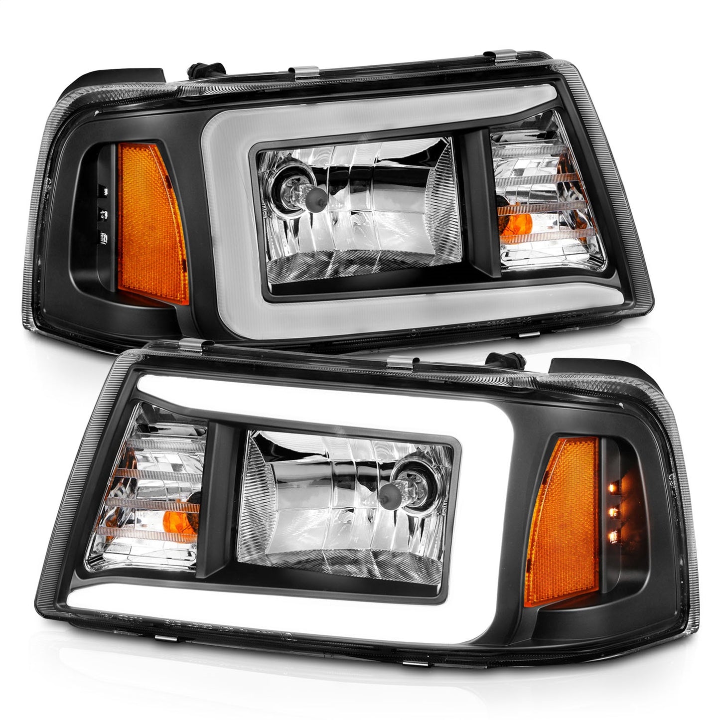 Anzo USA | Crystal Headlight Set Black Housing Pair w/Light Bar | Fits Ranger | 111511