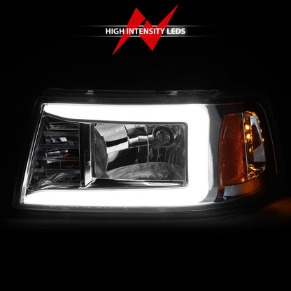 Anzo USA | Crystal Headlight Set Chorme Housing Pair w/Light Bar | Fits Ranger | 111512