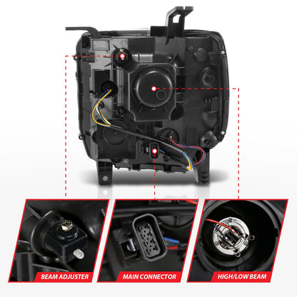 Anzo USA | Projector Headlight Set w/Halo Clear Lens Chorme Housing w/Light Bar Pair | Fits Sierra 1500 | 111514