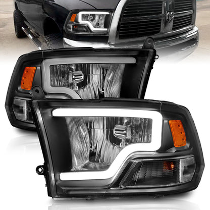 Anzo USA | Crystal Headlight Set Black Housing Pair w/Light Bar | Fits Ram 1500 | 111515